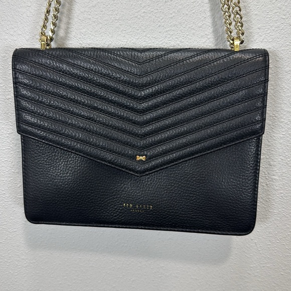 Ted Baker Kaila envelope  Black and Gold Quilted Crossbody Bag - Picture 3 of 11